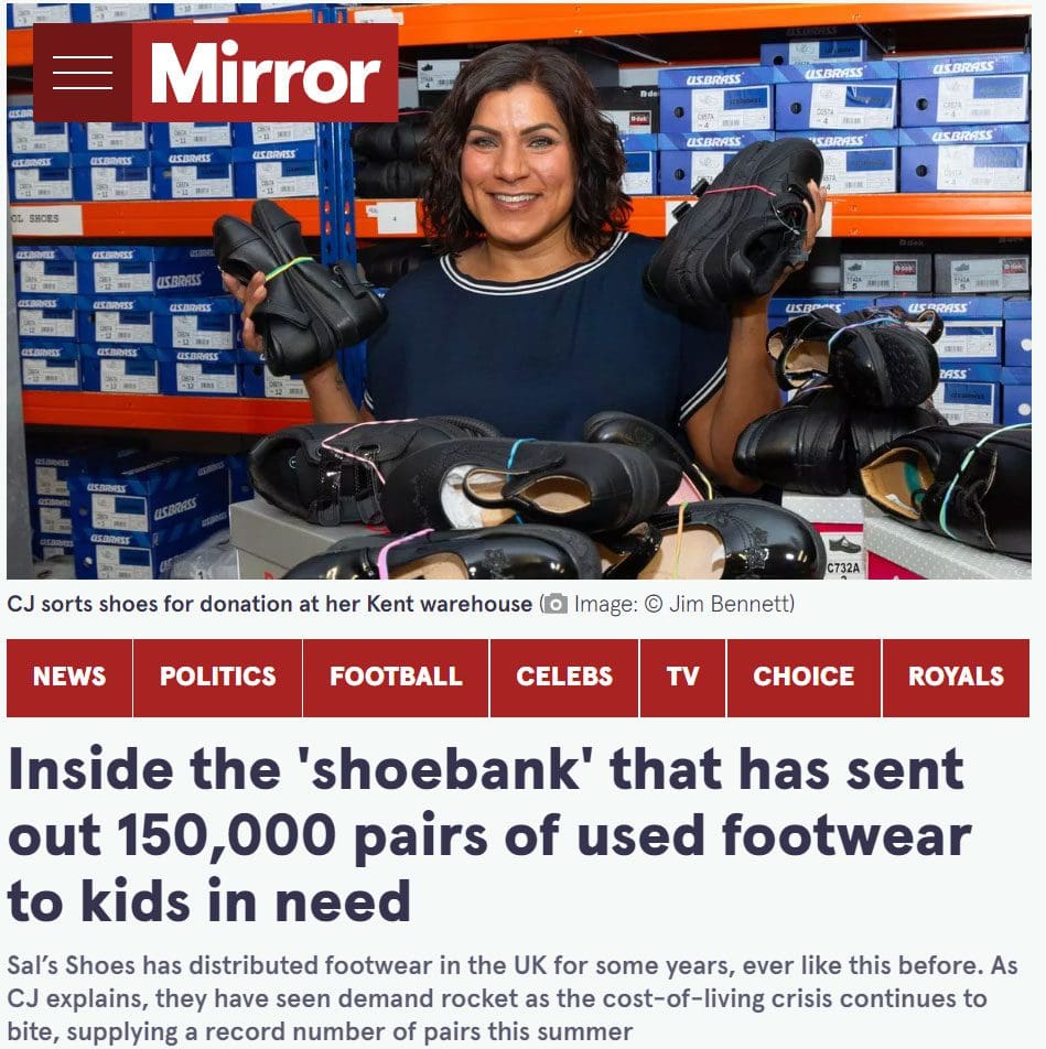 Inside the ‘shoebank’ that has sent out 150,000 pairs of used footwear to kids